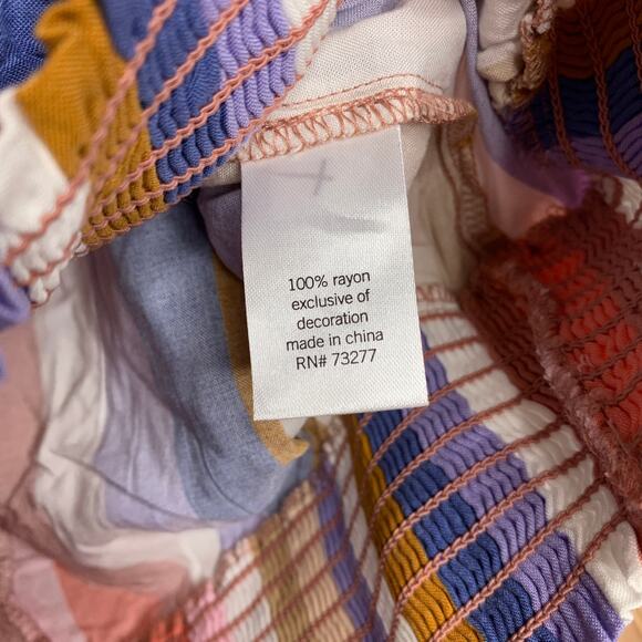 SO Multicolor Stripe Long Sleeve Cropped Blouse womens XS bohochic bohemian - Picture 4 of 7